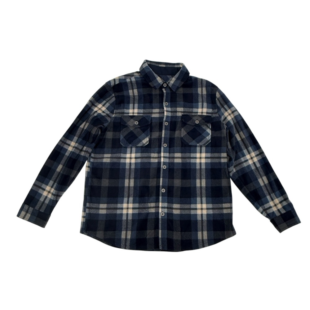 Freedom Foundry Navy White Plaid Button Up Flannel Shirt Size L Men’s